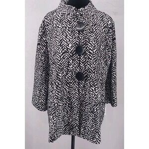 JM Collection XL | Black White Chevron Stacks Button Front Jacket Women